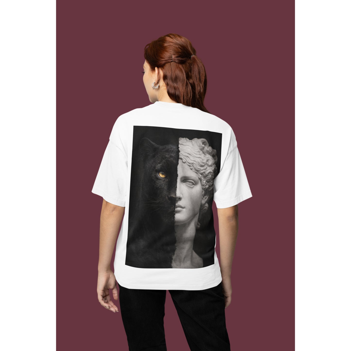 Black Panther Statue Back Graphic T-Shirt – Dark Luxury Statement Tee