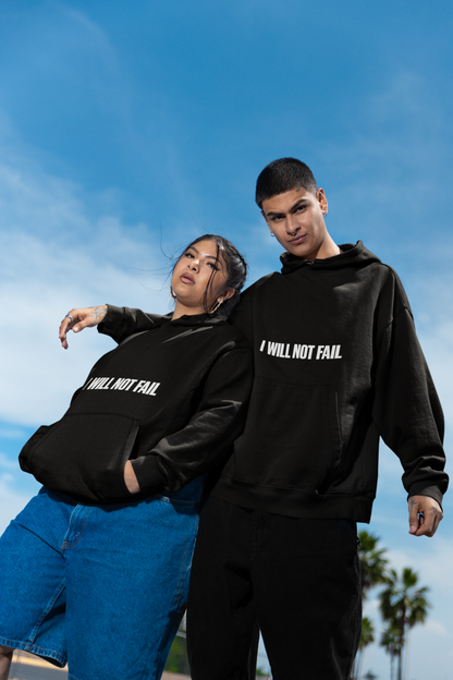 I Will Not Fail Endure Classical Statue Front & Back Graphic Hoodie – Dark Luxury Statement Hoodie