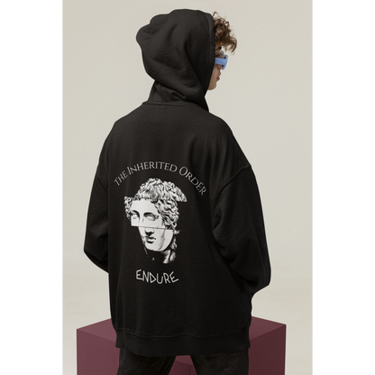 I Will Not Fail Endure Classical Statue Front & Back Graphic Hoodie – Dark Luxury Statement Hoodie
