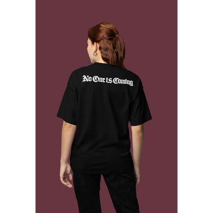 No One Is Coming Gothic Text Back Graphic T-Shirt Tee – Dark Luxury Statement Tee