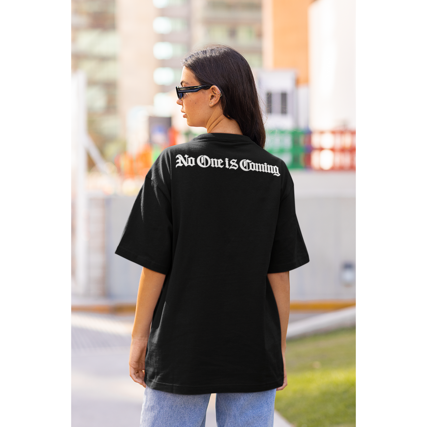 No One Is Coming Gothic Text Back Graphic T-Shirt Tee – Dark Luxury Statement Tee
