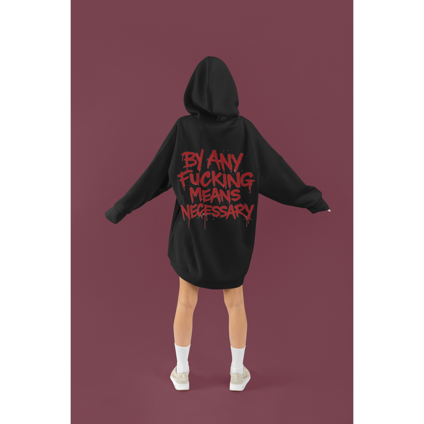 By Any Means Necessary Front & Back Graphic Hoodie – Dark Luxury Statement Hoodie